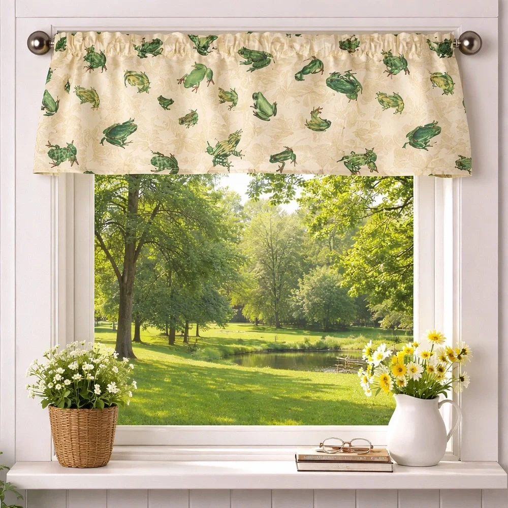 Green Frogs‎ & Ferns Butter Yellow Window Valance 51”x17”